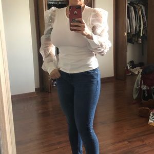 Gold dots, clear sleeve. Cotton top.